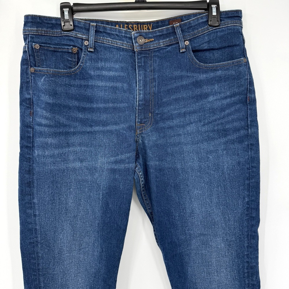 Alesbury Jeans Men 38x32 Storm Blue Slim Fit MGW20267-SL Stretch Denim 5-Pocket